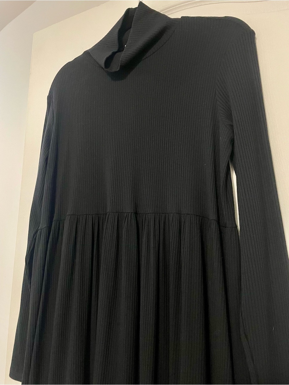 Melon Black Ribbed Mock Neck Long Sleeve Dress Size Medium